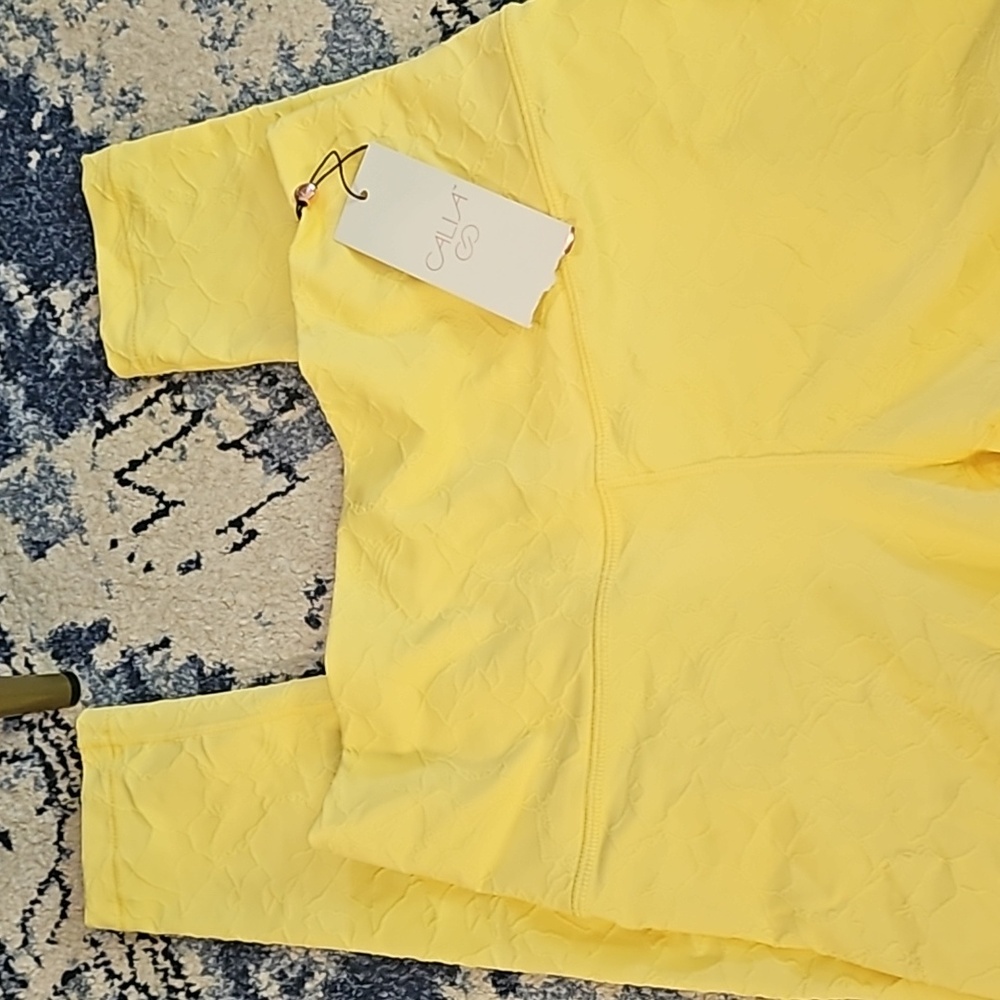 Calia Yellow high-rise detailed stitching leggings